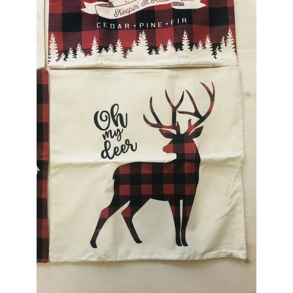 4X Christmas Cushion Cover Pillow Case Cotton Linen Home Sofa Bedroom Home Decor